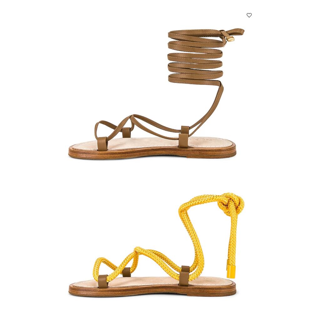 Rag & Bone Gladiator Sandal SIZE 6.5 Tan Festival Gold Ankle Wrap Laces $375 NEW - Picture 2 of 11